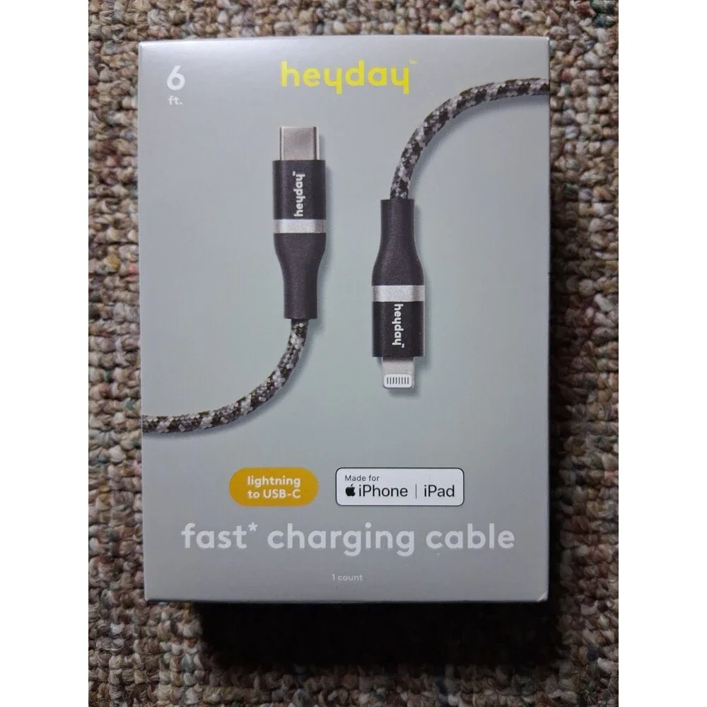 Heyday USB-C to USB-C Fast Charging Cable 6 ft for Android & iPad